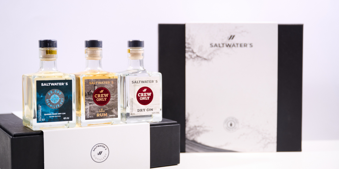 SALTWATER’s 3er-Set Miniaturenbox der prämierten Spirituosen