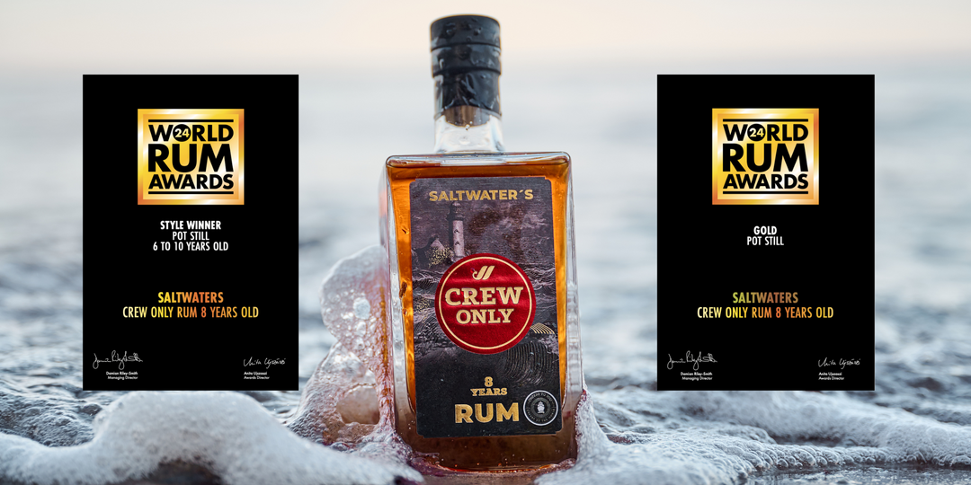 Saltwaters Crew Only 8 years Rum: Doppelter Goldgewinner bei den World Drinks Awards 2024