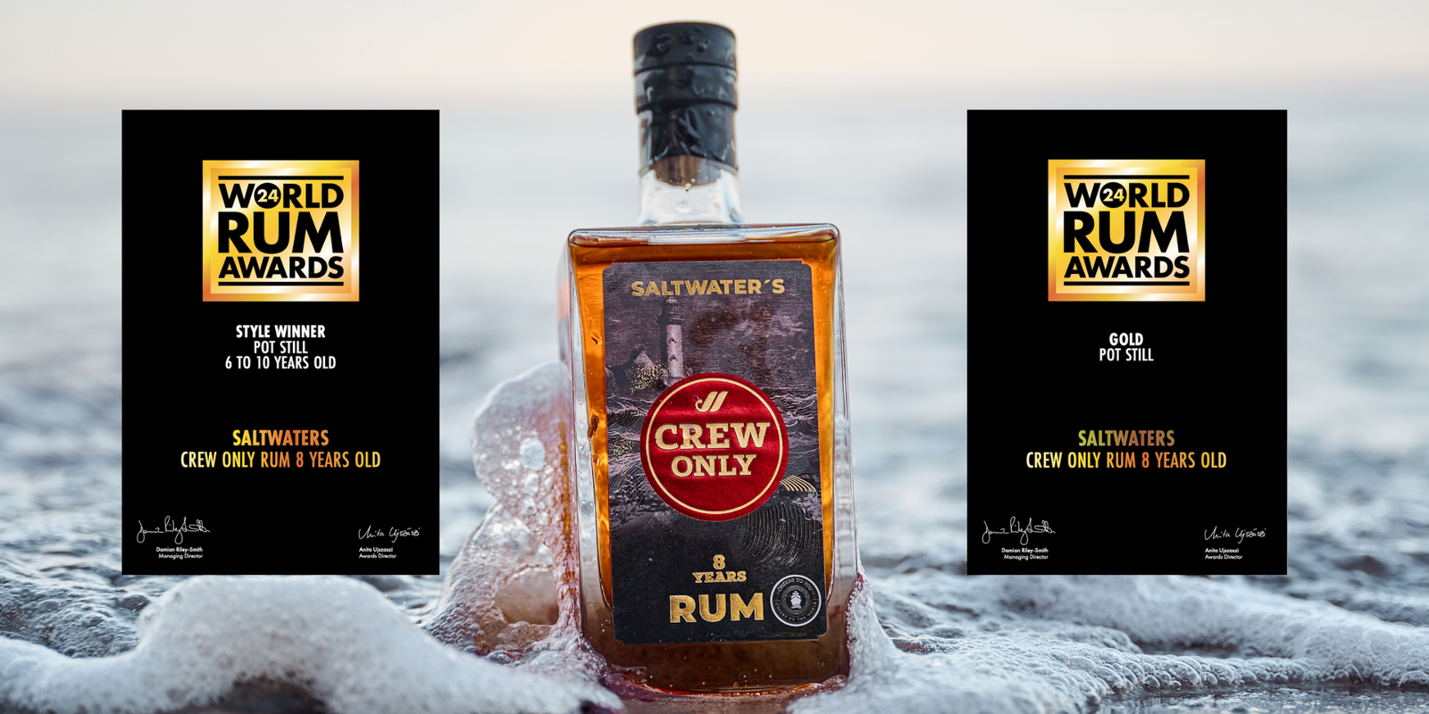 Saltwaters Crew Only 8 years Rum: Doppelter Goldgewinner bei den World Drinks Awards 2024