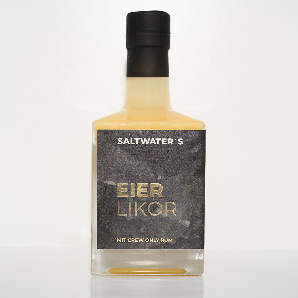 Frontalansicht des SALTWATER´s Eierlikör mit CREW ONLY 8y Rum